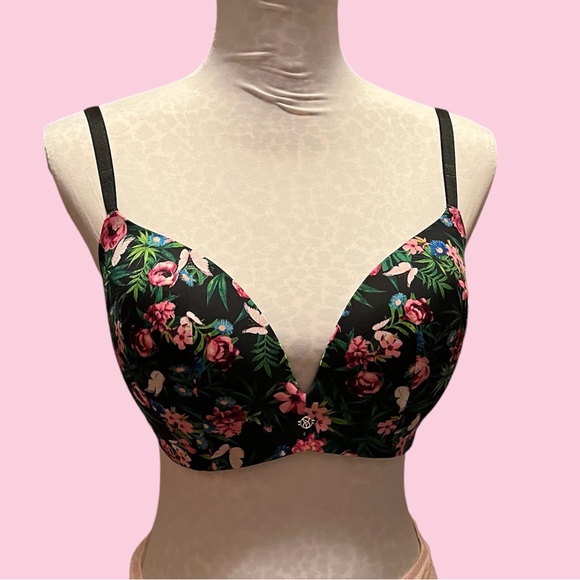 VICTORIA’S SECRET Very Sexy So Obsessed Wireless Push-Up Bra Floral Sz 34DD - Picture 2 of 4
